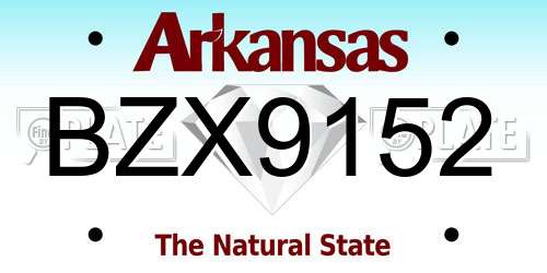 BZX9152 Arkansas License Plate