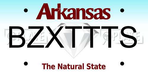BZXTTTS Arkansas License Plate