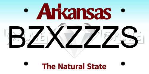 BZXZZZS Arkansas License Plate