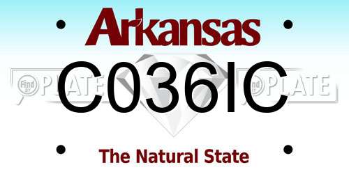 C036IC Arkansas License Plate