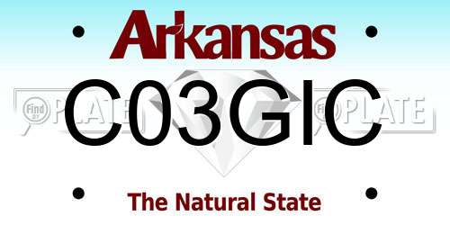 C03GIC Arkansas License Plate