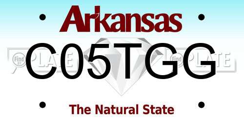 C05TGG Arkansas License Plate