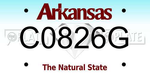 C0826G Arkansas License Plate