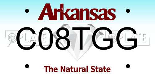 C08TGG Arkansas License Plate