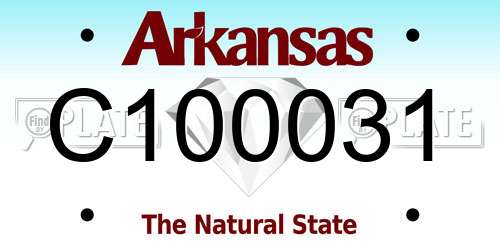 C100031 Arkansas License Plate