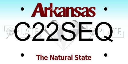 C22SEQ Arkansas License Plate