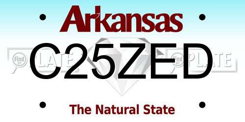 C25ZED Arkansas License Plate