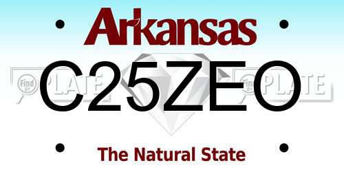 C25ZEO Arkansas License Plate