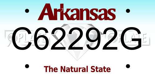 C62292G Arkansas License Plate