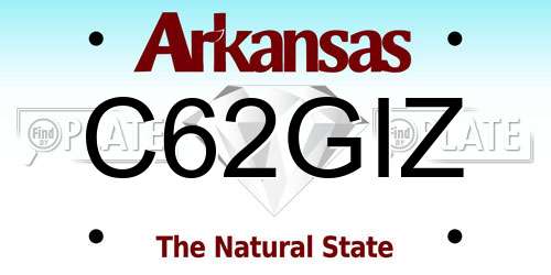 C62GIZ Arkansas License Plate