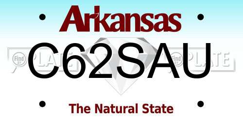 C62SAU Arkansas License Plate