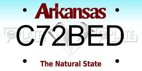 C72BED Arkansas License Plate
