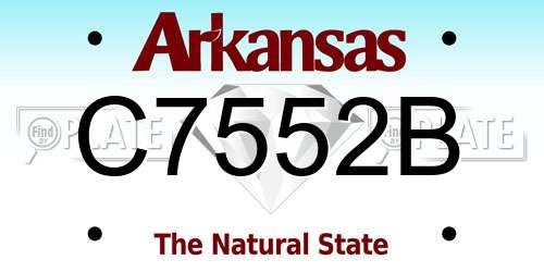C7552B Arkansas License Plate