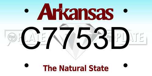 C7753D Arkansas License Plate