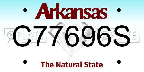 C77696S Arkansas License Plate
