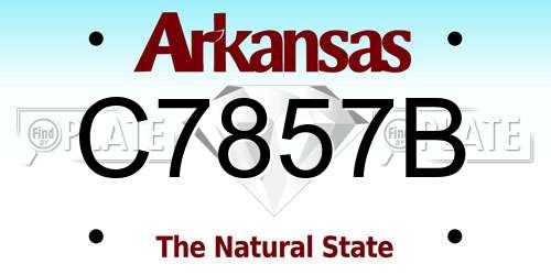 C7857B Arkansas License Plate