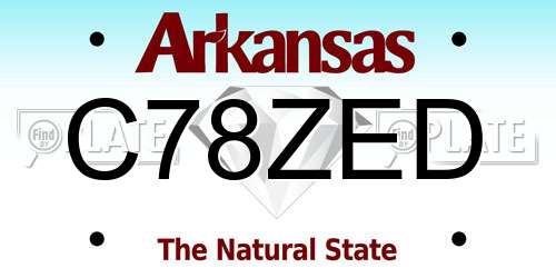 C78ZED Arkansas License Plate