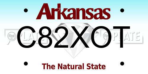 C82XOT Arkansas License Plate