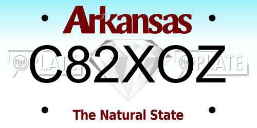 C82XOZ Arkansas License Plate