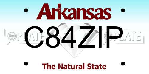 C84ZIP Arkansas License Plate