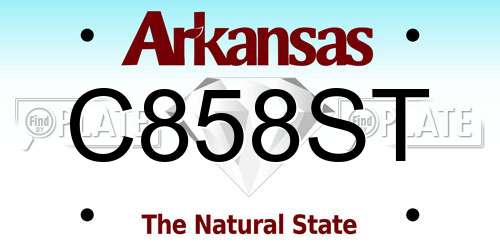 C858ST Arkansas License Plate