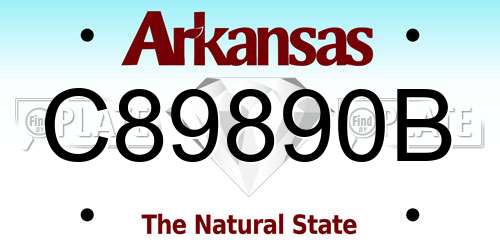 C89890B Arkansas License Plate