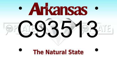 C93513 Arkansas License Plate