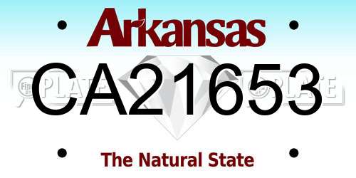 CA21653 Arkansas License Plate