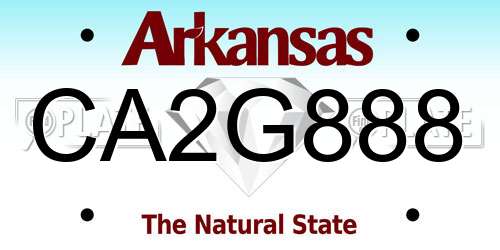 CA2G888 Arkansas License Plate