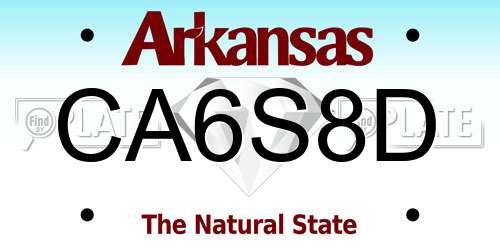 CA6S8D Arkansas License Plate