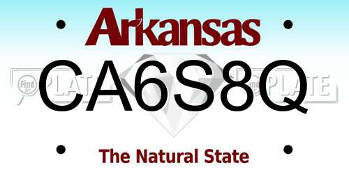 CA6S8Q Arkansas License Plate