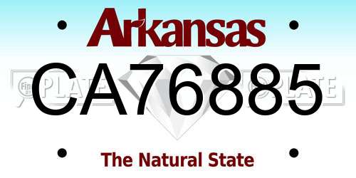 CA76885 Arkansas License Plate