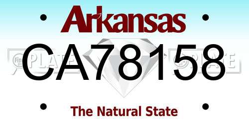 CA78158 Arkansas License Plate
