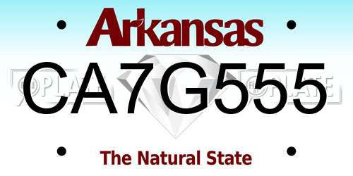 CA7G555 Arkansas License Plate