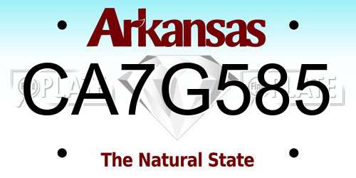 CA7G585 Arkansas License Plate