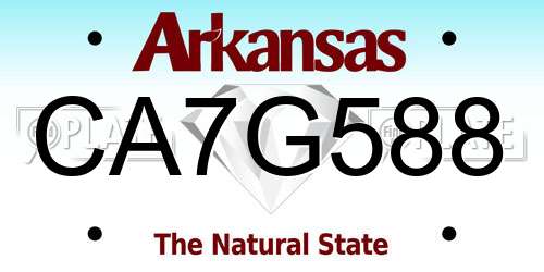 CA7G588 Arkansas License Plate