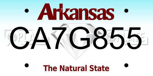 CA7G855 Arkansas License Plate