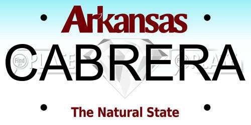 CABRERA Arkansas License Plate