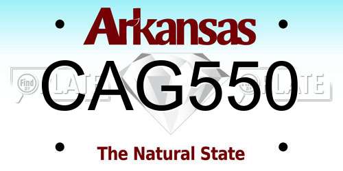 CAG550 Arkansas License Plate