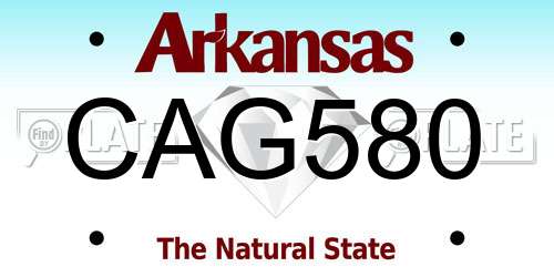 CAG580 Arkansas License Plate