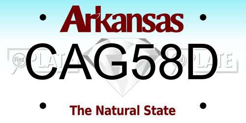 CAG58D Arkansas License Plate