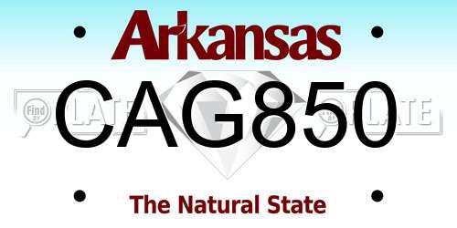 CAG850 Arkansas License Plate