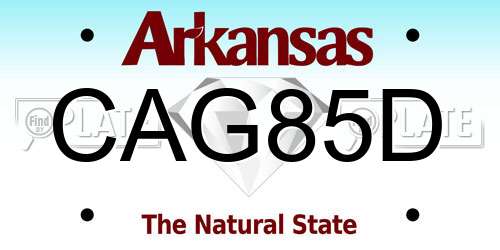 CAG85D Arkansas License Plate
