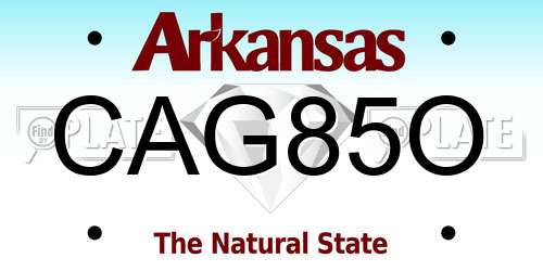 CAG85O Arkansas License Plate