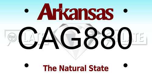 CAG880 Arkansas License Plate