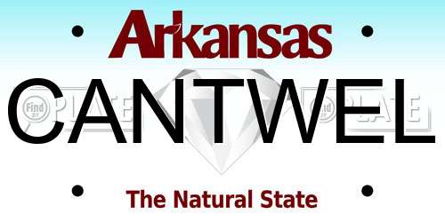 CANTWEL Arkansas License Plate