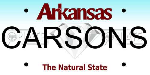 CARSONS Arkansas License Plate