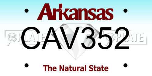 CAV352 Arkansas License Plate