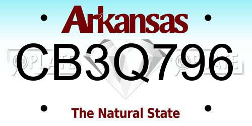 CB3Q796 Arkansas License Plate