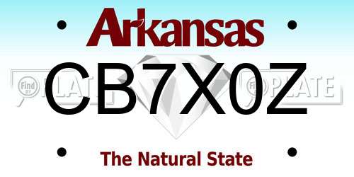 CB7X0Z Arkansas License Plate
